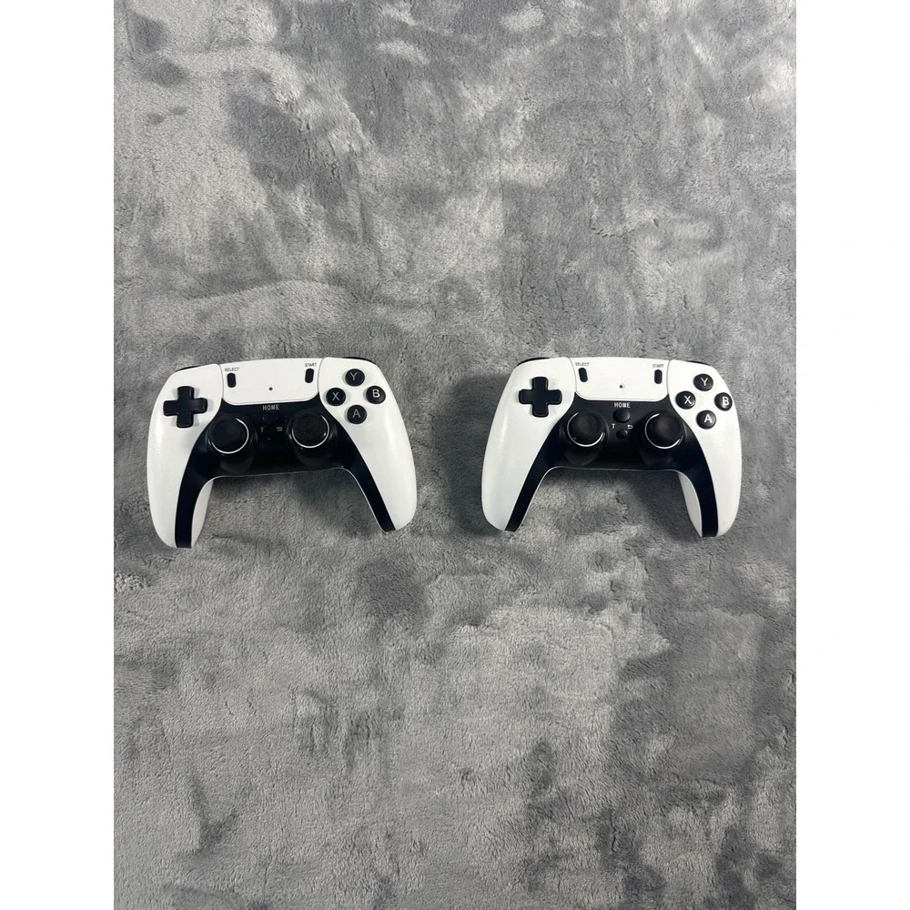 Set of 2 Wireless Gaming Controllers White Black Dual Analog Gamepads